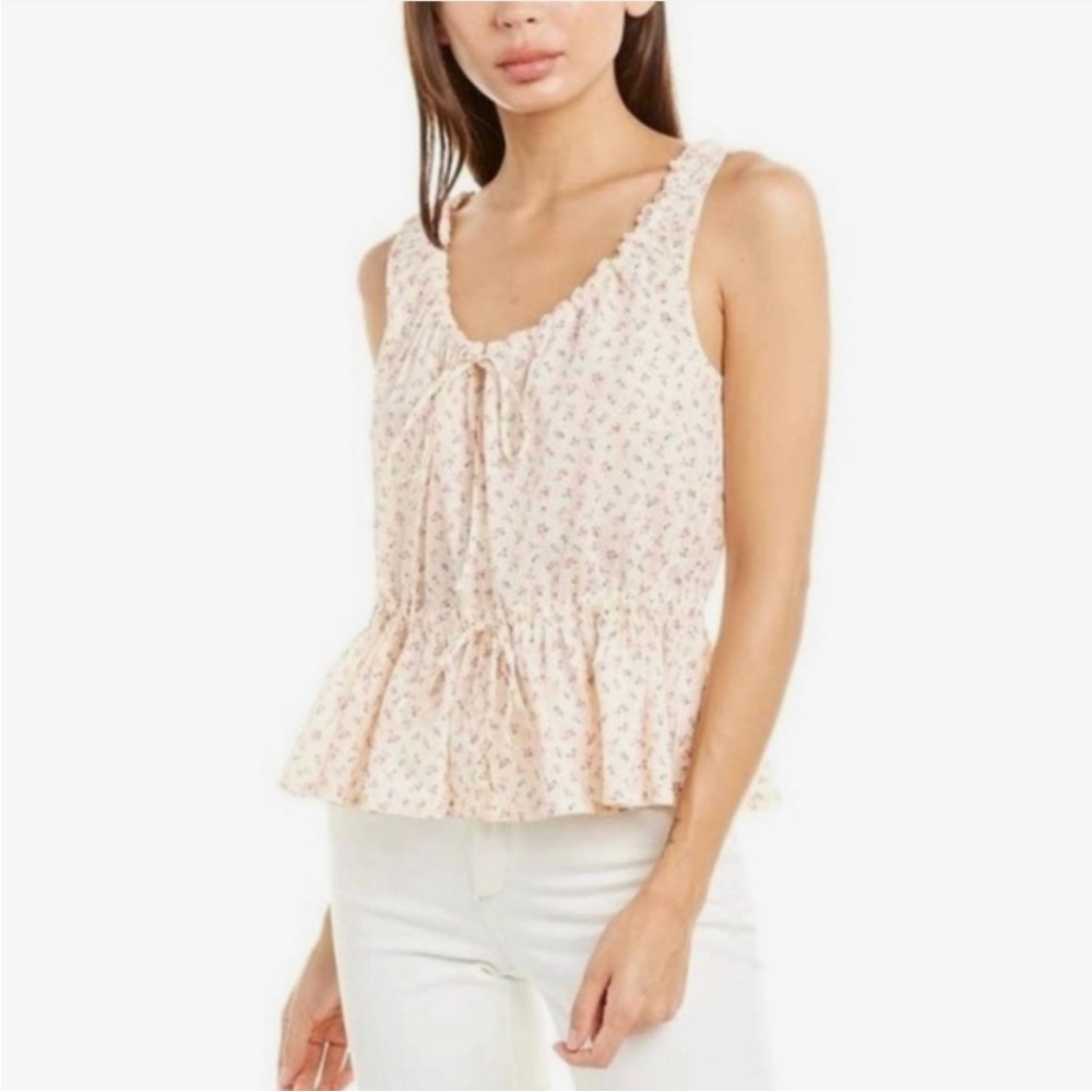 Madewell Floral Cream Blouse with Tie